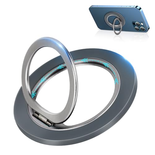 スマホリング マグセーフリング マグネット式 バンカーリング MagSafe対応 超強力 360°角度調整可能 磁気増強リング付きスマホスタンド機能 磁石 機能 マグセーフ リング 取り外し可能 コンパクト 片手操作 落下防止 薄型 に対応 i-Phone 16 15 14 13 12 Pro Max Android グレー