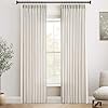 Linen Pinch Pleat Curtains 84 inches Long 2 Panels for Living Room Track System Light Filtering Semi Sheer Pinched Pleated Curtain Memory Trained with Hooks Neutral Thick Oatmeal Linen Drapes Apricot #1