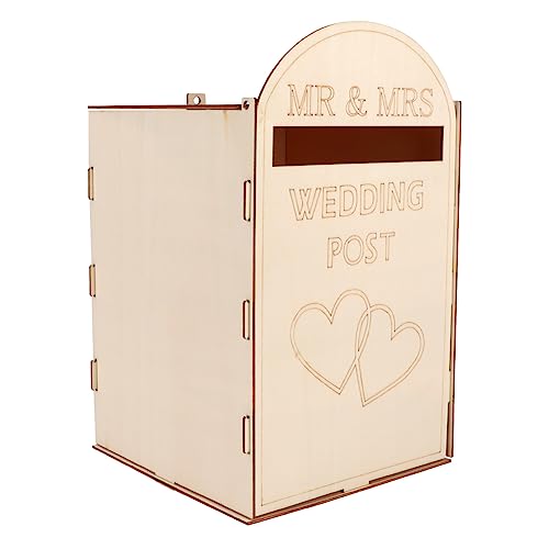 HAYOMAX Wedding Post Box Wooden Gift Card Mailbox Rustic Wedding Gift Card Holder Box for Wedding Party Decoration