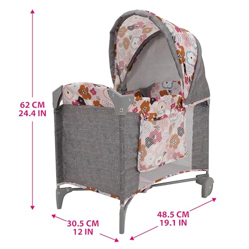 509 Crew: Melange Flora - Deluxe Doll Play Yard - Accessory for Dolls Up to 18", Matching Bag, Wheeled Crib, Removable Canopy, Foldable, Toy Kids 3+ by 509 - Image 2