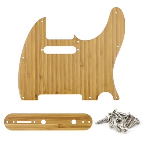 Domofa Bamboo Guitar Pickguard TL Pick Guard Scratch Plate with Control Plate for Telecaster/Tele Electric Guitar 8 Hole (S Pickup Hole)