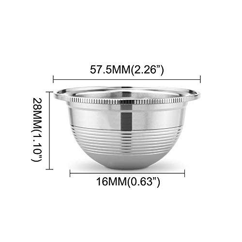 Deca Reusable Coffee Capsule Filter, Stainless Steel Coffee Pod Holder Set For Nespresso Vertuoline Gca1/Plus, Nespresso Vertuo Plus Series, Delonghi Env 135/150 With Brush Spoon (70Ml), Silver #TOP1