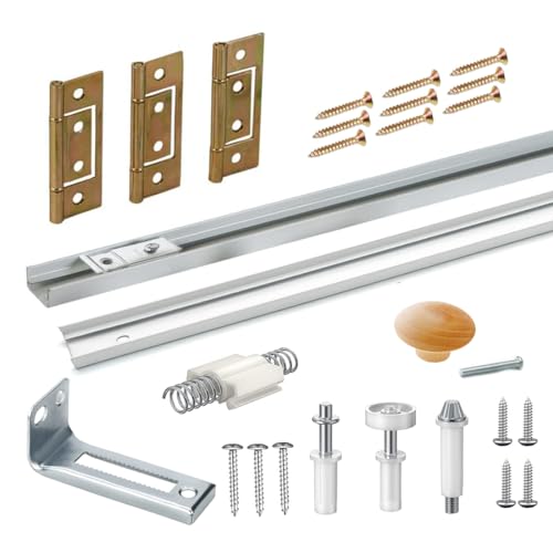 Bifold Door Hardware Kit with Track, Top & Bottom Pivot, Spring, Metal Pivot Pin and Steel Track (36 inch) by Augenweide - Used condition - US$18.98