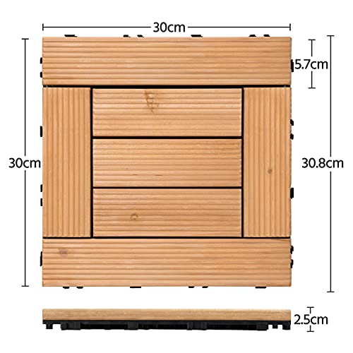 Miniatura 7 de Yaheetech Suelo De Madera 27 Piezas Para 2,6 M Baldosas De Abeto 30 X 30 Cm Piso Antideslizantes Terraza Piscina Jardín Patio Balcón Baño Madera 7 Listones