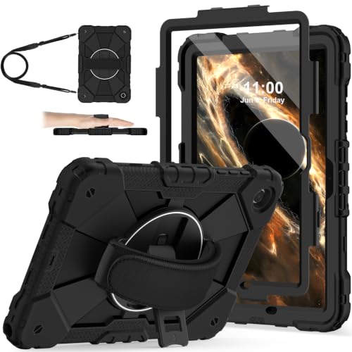 Image of Nitupai for Samsung Galaxy Tab A11+ Plus / A9+ Case 2025 /2023 11 Inch Swivel | Rugged Samsung A11+ Tablet Cover with 360 Rotating Stand Hand Strap Shoulder Strap Screen Protector, Black