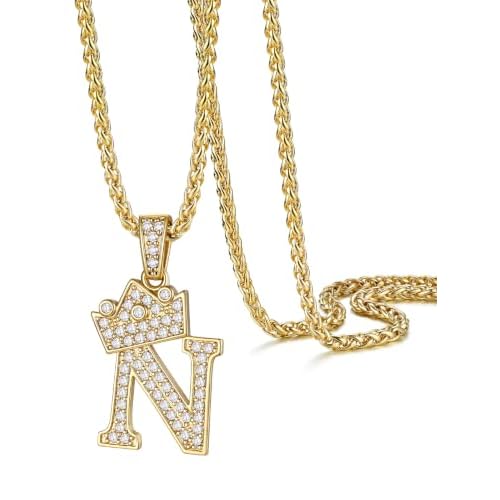 PROSTEEL Stainless Steel Initial Necklace for Men, A-Z Letter Pendant