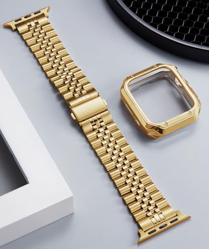 BINLUN Metalowy pasek kompatybilny z Apple Watch Pasek 38 mm 40 mm 41 mm 42 mm 44 mm 45 mm 46 mm 49 mm Paski ze stali nierdzewnej z TPU Pokrowiec kompatybilny z serii iWatch Ultra/10/9/8/7/SE2/SE/6/5