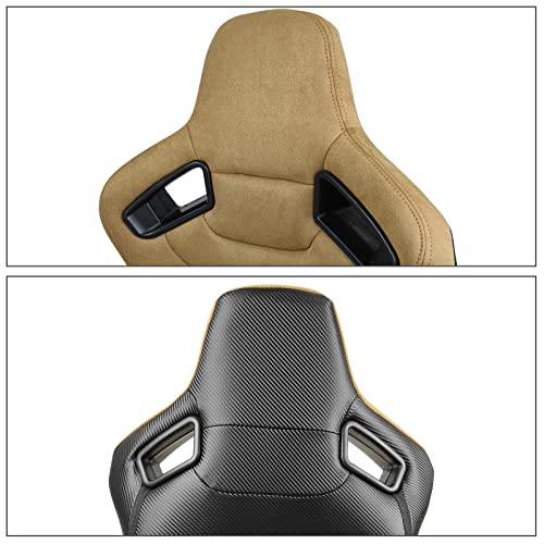 Ikon Motorsports, Universal Racing Seats With Dual Sliders, Brown Suede Reclinable Right Passenger Side #TOP4