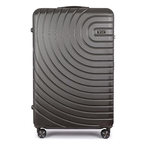 Solier Hartschalen Reisegepäck Koffer Reisekoffer – Koffer mit 4 Rollen - Rollkoffer mit Zahlenschloss - Hardcase Flugkoffer Reisetrolley (dunkelgrau, 24 M)