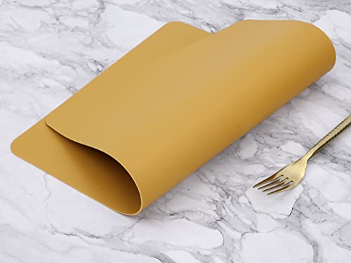 Slkqg Faux Leather Placemats Set Of 6 - Easy To Clean Waterproof Place Mats - Heat Resistant Non-Slip Wipeable Table Mats For Dining Table (Yellow, 6) #TOP3
