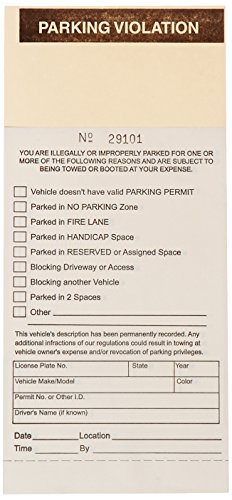 Ticket de stationnement autocopiant Brady 103649 double souche cartonnée
