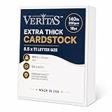Veritas 18PT Extra Thick White Cardstock, 140LB/350GSM Heavy Weight Card Stock, 8.5' x 11' Letter Size Cover Stock Paper, 50 Sheets, Made in USA, for Invitations, Certificates, Greeting Cards, Covers