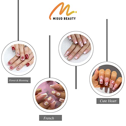 Misud Square Press On Nails, French False Nails, Squoval Fake Nails, Medium Acrylic Nails For Daily Use (With Glue) #TOP4