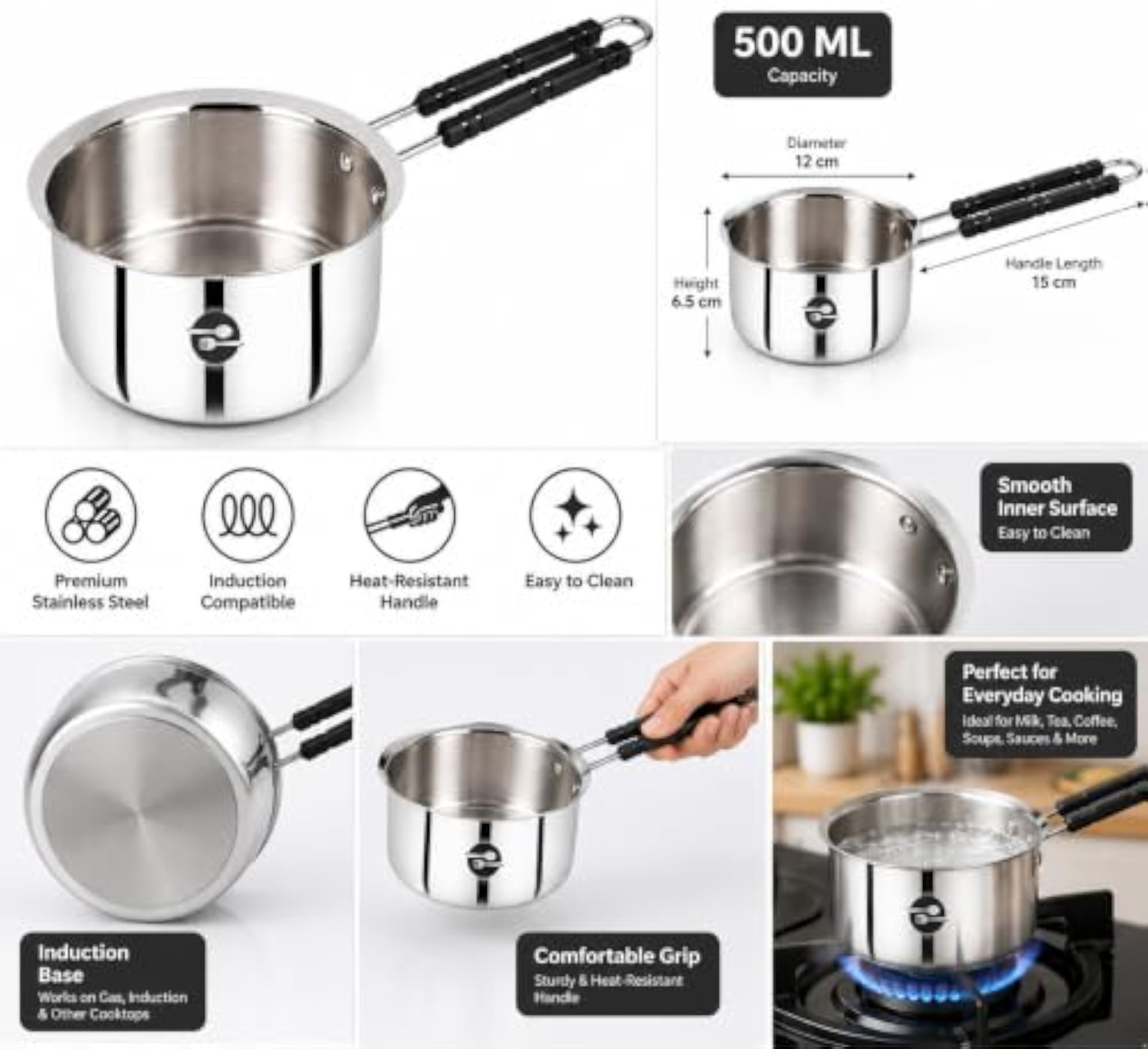 Deluxe Stainless Steel Saucepan 500 ML