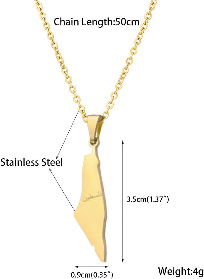 Palestine Necklace Palestine Map Pendant Necklace Stainless Steel Palestine Letter Map Necklace for Women Men Arabic National Jewelry - Image 5