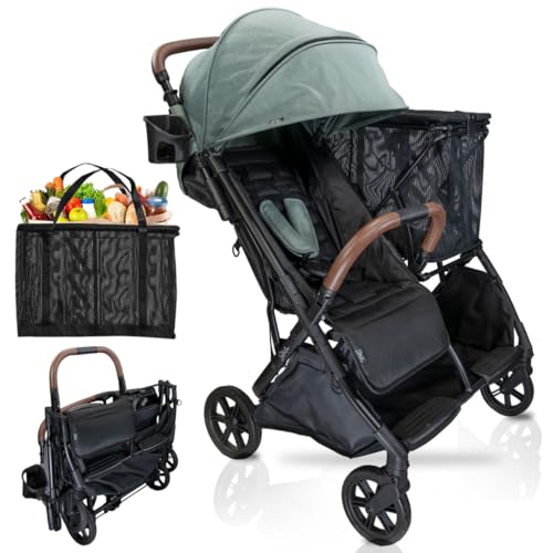 Image of Strolee Baby+ Multi Use Baby Stroller & Personal Shopping Bag (Sage Green)
