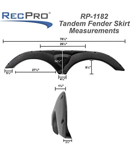 Recpro Rv Tandem Fender Skirt | Hefty Style | Plastic Trim Moulding | Black (2) #TOP2