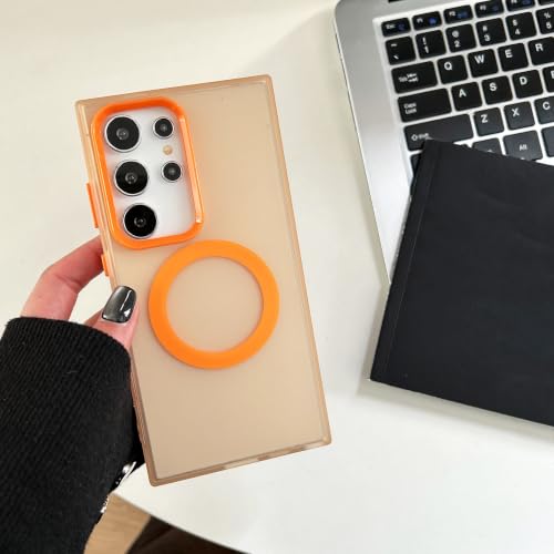 Coque Galaxy S23 FE aimantée transparente orange avec dos mat anti-choc