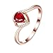 AmDxD Bague Femme Anneau Or Rose 18K, Bague+Femme Tordu Rouge Rubis 0.5ct avec Blanc Diamant Bague Femme Taille 47.5