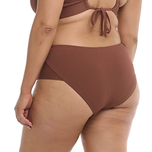 Body Glove Women's Coco High Waist Bikini Bottom Swimsuit, Brown Ibiza Rib, 3X #TOP24