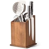 Magnetic Knife Holder without Knives, Acacia Wood Kitchen Utensil Holder with Strong Magnet, Universal Knife Block for Knives, Scissors & Utensils