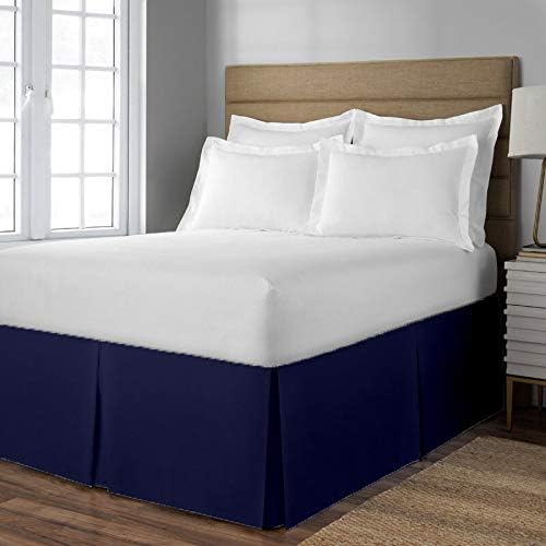 Luxury & Soft, 750 Thread-Count 100% Egyptian Cotton, Split Corner Bed Skirt 14" INCH Drop Length Wrinkle & Fade Resistant, Twin Size(39"X75") Aqua Blue