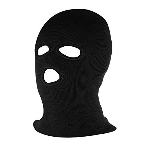 SUNTRADE Black 3-Hole Full Face Cover Ski Mask Warm Double Knitted Winter Balaclava for Outdoor Sports