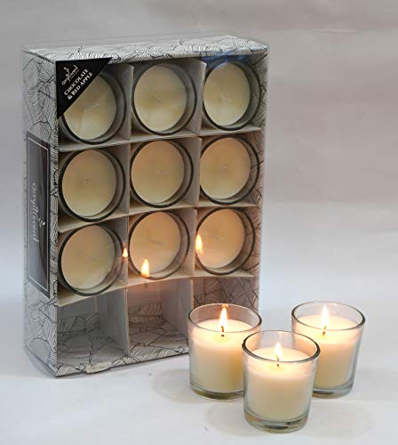 Ampliscent White Scented Glass Votive Candle - Set Of 12 | Bulk Pack For Weddings, Bridal Showers Or Home Parties And Centerpieces - Chocolate Red Apple #TOP2