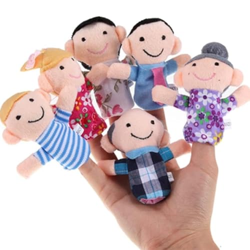Rurbeder 6 Fingerpuppen Baby-Mitgebsel Kindergeburtstag Plüschtier-Set für Jungen & Mädchen Geschenke zu Weihnachten & Ostern Kinderparty Puppentheater (Familie)