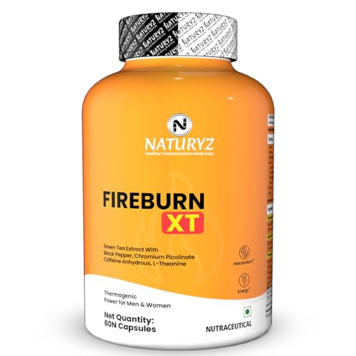 Image of NATURYZ FIREBURN XT Advanced 7X Multi-Action Thermogenic Burner for Men & Women | Clinically researched ingredients Green Tea Extract, Capsimax, Chromium, Caffeine, L-Theanine & Black Pepper | Supports Metabolism, Thermogenesis, Appetite Control & Energy | Weight Management Formula | 60 Veg Capsules