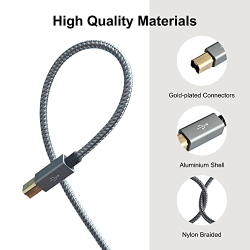 Irresistible Deals Printer Cable 6 Feet/1.8 Meters I Nylon Braided USB 2.0 Cable Type A Male to Type B Male Scanner Printer Cord I Compatible with Canon, Brother, Epson, Samsung, Hp, Dell and More... - Image 3