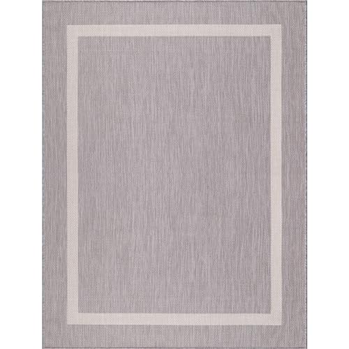 Luul Home Bordered Outdoor Rug 10x14 Washable Outside Carpet for Indoor Patio Porch Waterproof Easy Cleaning Non Shedding Area Rugs Gray 10 x 14 by Luul Home - Image 2