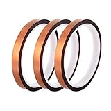 Qi Mei 3 Rolls Polyimide Adhesive Tape High Temperature Heat Resistant Tape Sublimation Tape 10mm X 31yd Tape