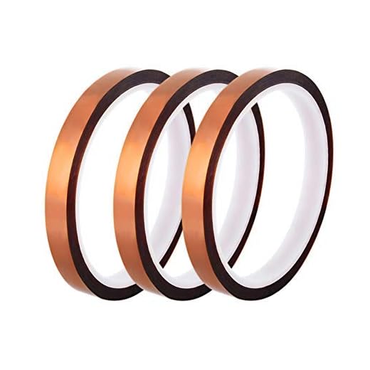 Qi Mei 3 Rolls Polyimide Adhesive Tape High Temperature Heat Resistant Tape Sublimation Tape 10mm X 31yd Tape