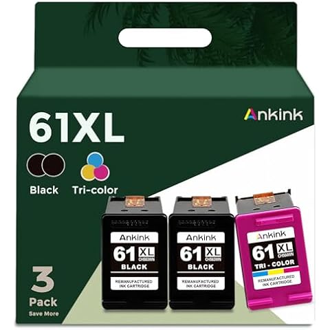 3 Pack 61XL Remanufactured Ink Cartridge Replacement for HP 61 XL (2 Black 1 Color) for HP61XL Combo for HP61 for 5530 4500 2540 4630 4501 4502 4635 3050 2542 3512 4632 3510 3050a 2514 2541 Printer Cover