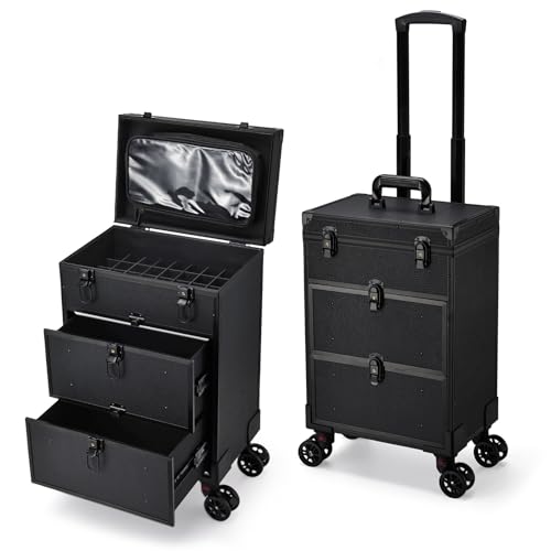 3-in-1 Rolling Makeup & Nail Case with Pouch