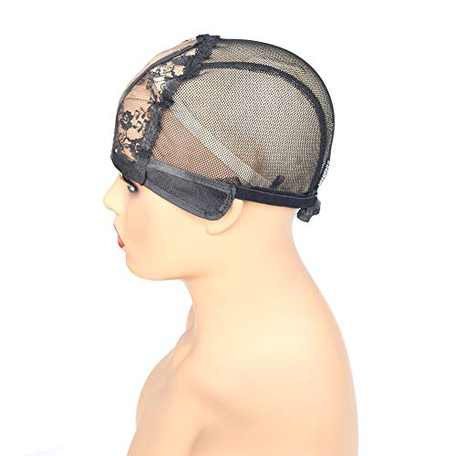 Btwtry Deep Part Stretch 2X6Inch U Part Wig Cap With Lace Middle Part Jewish Wig Caps For Making Wigs Adjustable Weft Wig Cap 1Pc Black Color Mesh Weaving Wig Cap (1 Pc, 0034) #TOP2