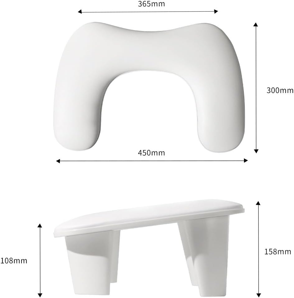 Arm Rest for Nails Tech, Nail Tech Hand Rest - U-Shaped Manicure Arm Cushion, Large Microfiber PU Leather Pillow for Acrylic Nail Technicians(White)