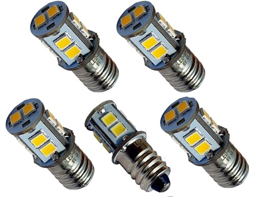 E10 LED 6V 10SMD Lampe Birne Schraubsockel Weihnachtsstern Leuchtstern Faltstern Adventstern (warmweiß 5 Stück)