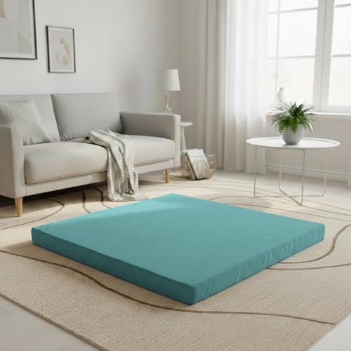 TokSay Velvet Zabuton Meditation Mat - Large Floor Pillow for Adults & Yoga Meditation Cushion - High Density Foam Floor Seating with Washable Cover, 31x31 Inch (Green)