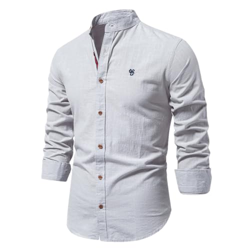 Men's Cotton Social Shirt Lightweight Long Sleeve Button Casual Business Shirt