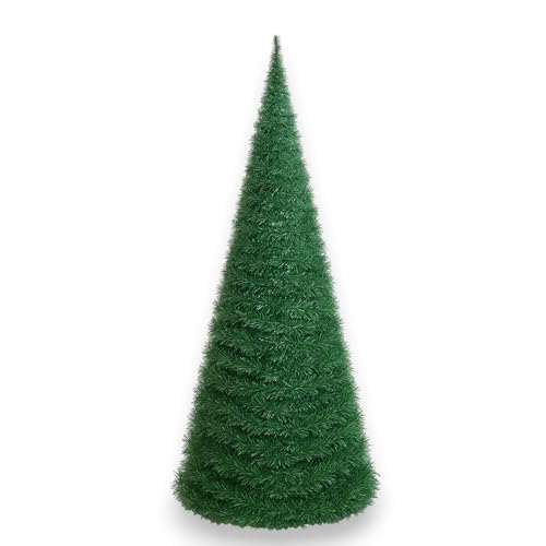 Albero di Natale Slim Richiudibile Pop-UP 120 cm VERDE con Base a Croce in Metallo Decorazioni Natalizie Ø 35cm conico