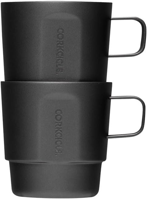 Corkcicle Cafe Stacker - Stackable Design Coffee Cups - Double-Walled Insulation - Dishwasher Safe Reusable Drinkware Set - Sleek Design - Gift-Ready Cup Set - Desert, 6 oz (Double Pack)