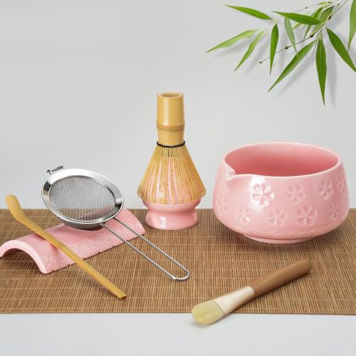 Jidkuld 8 Pcs Matcha Whisk Set, Matcha Kit Gifts for Women, Pink