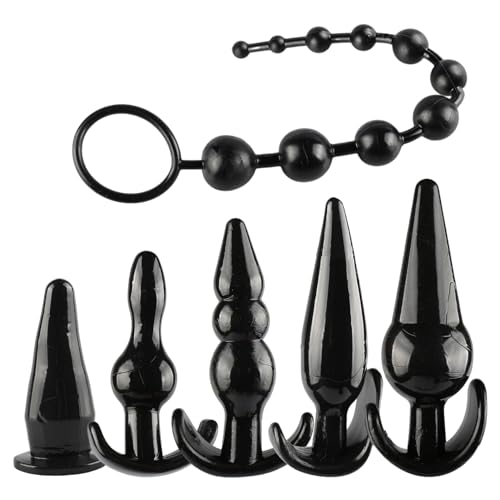 6 Pack Anal Butt Plug Training Kit for Beginners, ZEOABSY Silicone Anal Toys Set with 5 Different Buttplug and 1 Anal Beads for Couples Gay Lesbian Play, SM Sex Toys Flirt for Women Men Extreme Love