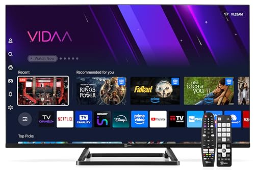 TELE System Smart TV 32 Pouces TS32FL SMV14 Vidaa, sans Cadre DVB-T2/S2 HEVC, Certifié tivùsat HD, Compatible CAM CI+,HbbTV, Pause TV, 2 Télécommandes,Mode Hôtel,Idéal pour Les Hôtels et Résidences