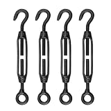 Antrader Hook and Eye Turnbuckle,Stainless Steel Turnbuckle Stainless,M4,Black,4Pcs
