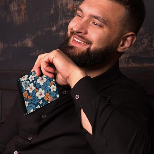 Slim Wallet for Men,Hawaii Flower Print Men Wallet,card Wallet,men's Bifold Wallets,front Pocket Wallets for Men, style4