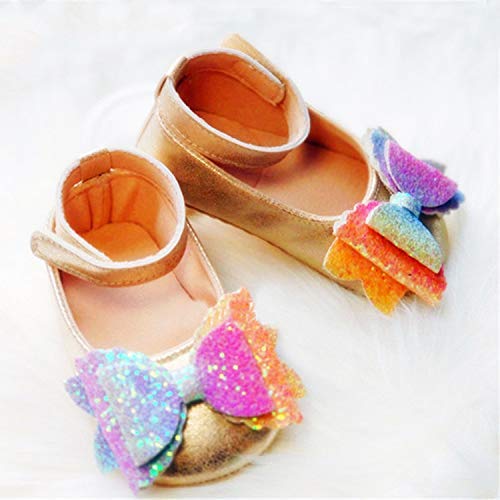 Bling Soft Sole Baby Girls Leather First Walker Shoes Sequin Butterfly Mary Jane Flat Crib Shoes