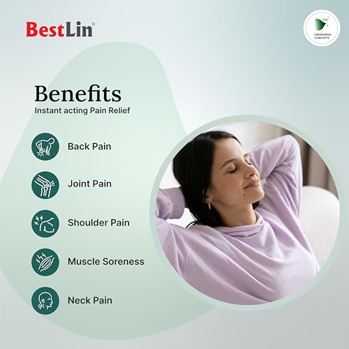 Image of Green Milk BestLin Ayurvedic Pain Relief Roll-On Liniment for Joint & Muscle Care, 50 ml (Pack of 2)